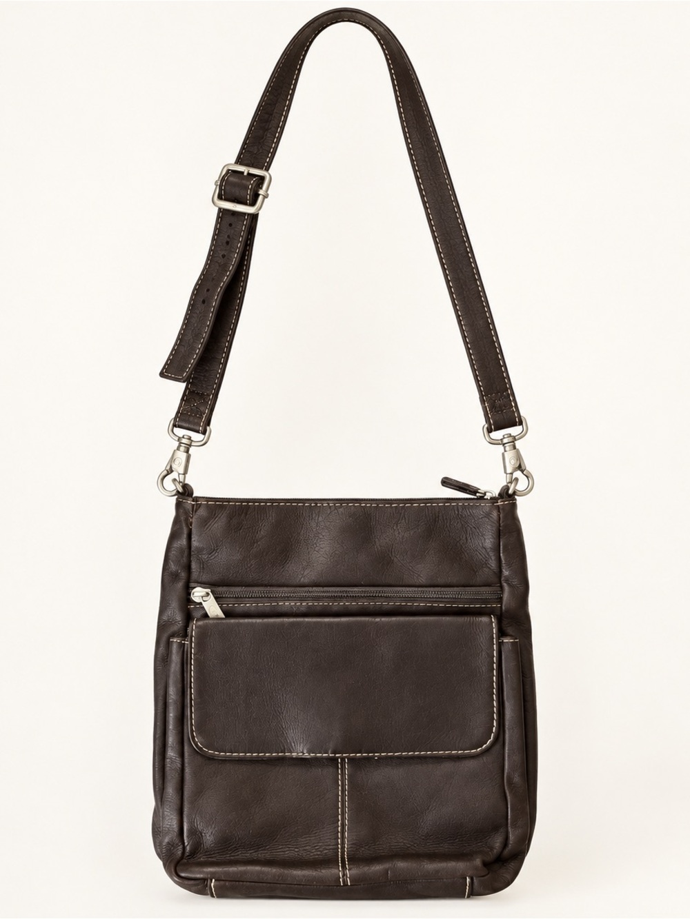 Lavive Genuine Leather Brown Crossbody Bag Multi Pocket Organizer Purse
